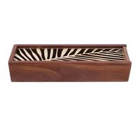 Abaodam Boîte à Crayons en Bois Creux Couvercle Ajouré, Petite Boîte de Rangement Décorative 195x55x40 Mm, Coffret Multifonction pour Fournitures Scolaires et Bureau, Rangement Pratique