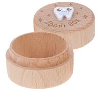 Abaodam Boîte à Dents Motif Cartoon Rangement Solide et Léger en Bois Marron Présent Pratique et Décoratif pour Garçon et Filles pour Bébé ou Garçon