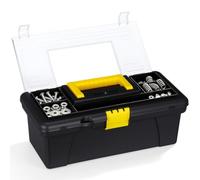 Abaodam Boîte à Outils Portable Noire ABS Grosse Capacité avec Plateau | Rangement Sécurisé, Poignée Pratique et Fermeture à Boucle, pour Organiser Outils, Accessoires, Appâts Couleur Aléatoire