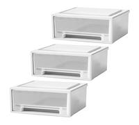 Abaodam Boîte de Rangement à Tiroirs 3 Couches Empilable Blanche, Organisateur de Bureau Tiroirs pour Maquillage, Accessoires et Petits Objets, Rangement Compact pour Bureau, École