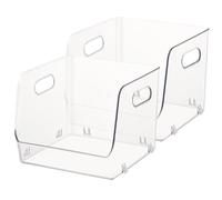 Abaodam Boîte de Rangement Bureau Transparente 2 Pièces Empilable Poignée Petite Taille pour Organisation Cosmétiques Maison