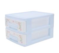 Abaodam Boîte de Rangement Compacte à Tiroirs Double Couche en Pp Bleu pour Maquillage et Vernis à Ongles, Résistance à L'usure, pour Coiffeuse ou Bureau