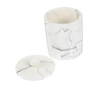 Abaodam Boîte de Rangement Coton-tiges et Cure-Dents Compacte Effet Marbre Blanc avec Couvercle Hermétique en Résine pour Salle de Bain et Bureau, Organiseur Ménager Style Aléatoire