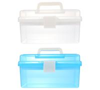 Abaodam Boîte de Rangement Plastique Transparente 2pcs Compartiments Pratiques pour Outils D'art et Manucure, Usage Simple et Classification Facile