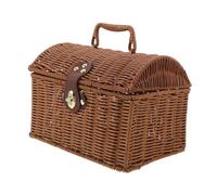 Abaodam Boîte Décorative Miniature Rotin Imitation Rangement Portable et avec Doublure Protectrice Design Vintage Rectangulaire pour Jeux et Maison