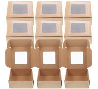 Abaodam Boîte d'Emballage Carrée Multifonction 20 Pcs en Carton Kraft Fenêtre Transparente 75X75X3 CM pour Bijoux Savonnette et Présents Boîte Pratique et Légère pour Organisation
