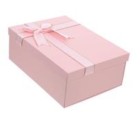 Abaodam Boîte Présent Rectangulaire Vide en Carton Rigide Rose 22,5x16x8,5 Cm avec Nœud en Ruban, Coffret Pliable à Couvercle Plat, Accessoire D’emballage pour Fêtes et Anniversaires