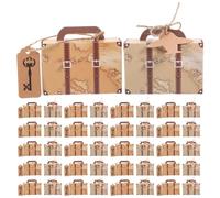 Abaodam Boîtes à Dragées de Valise Vintage Lot de 60 en Papier Kraft avec Étiquettes et Ficelle en Jute pour Rangement Pratique lors de Showers et Anniversaires