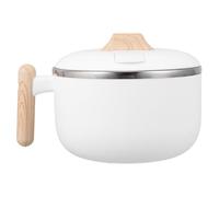 Abaodam Bol à Nouilles Instantanées Sûr pour Aliments Chauds en Acier Inoxydable avec Couvercle 1200ml, Bol Multifonction Blanc pour Étudiants et Bureau en Dortoir