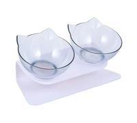 Abaodam Bol pour Chat Plastique Surélevé avec Support Amovible Incliné pour Posture de Repas Confortable Écuelle Double Transparente Antiretournement Bol pour Animaux de Compagnie
