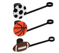 Abaodam Bouchons D'extrémité de Paille Réutilisables Forme Balle en PVC 12 Pièces Design Adorable , Protection Anti-poussière pour Familles et Toutes Occasions