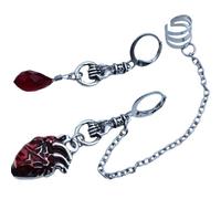 Abaodam Boucles D’Oreilles Asymétriques à Clip pour Femmes Manchette à Chaîne Motif Cœur Battant Boucles D’Oreilles Fantaisie Pendantes Bijou pour Usage Quotidien et Occasions