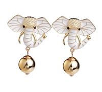 Abaodam Boucles D’oreilles Éléphant Vintage Clous Femme, Bijoux Mode Blanc, Acier Inoxydable Hypoallergénique, Accessoires Élégants pour Tenue Quotidienne, Paire Unique