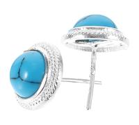 Abaodam Boucles D’oreilles Goujon Turquoise Bleue 8 Mm Argenté Sterling Femmes Usage Quotidien Élégantes et Compactes pour Fêtes Cérémonies