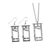 Abaodam Boucles D’oreilles Guillotine Gothiques Collier Pendentif Gothique Vintage Noir, Parure Bijoux Halloween Foncée pour Soirée Thème et Présent, Style Rock Hip-hop