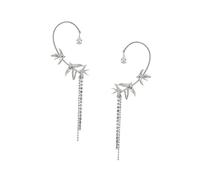 Abaodam Boucles D’oreilles Longues à Pompons Zirconium, Clip Sans Perçage, Manchette Enveloppante, Accessoire Féminin Chic Pour Soirée Et Usage Quotidien, 2 Pièces Argentés