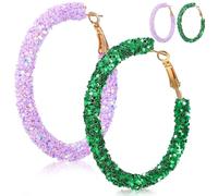 Abaodam Boucles D'oreilles à Paillettes Bohèmes Légères en Métal, Créoles Rondes Scintillantes pour Femmes, Confortables à Porter Quotidien Sorties Nocturnes, Lot de 2 Paires
