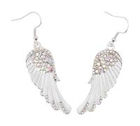 Abaodam Boucles d'Oreilles Ailes d'Ange Pendantes en Alliage avec Cristaux Blancs 1 Paire pour Femmes Bijoux Légers et Élégants pour Mariage et Occasions Spéciales
