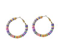 Abaodam Boucles d'Oreilles Bohèmes en Pâte Polymère Colorée Style Simple C Forme Légères et Imperméables Taille pour Femmes et Filles Accessoires d'Oreilles pour Plage Vacances et