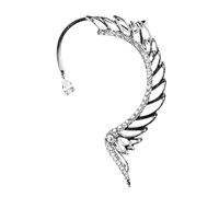 Abaodam Boucles D'oreilles Cristal Aile D'ange en Métal Argenté, Clip sans Piercing, Femme, Soirée et Mariage, Finition Pavée et Design Élégant Rampante