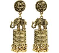 Abaodam Boucles d'Oreilles Femme Pendantes Éléphant en Alliage Bronze Antique Pompons Longs Légères et Hypoallergéniques Style Ethnique pour Soirée Festival et Tenue Bohème 1 Paire
