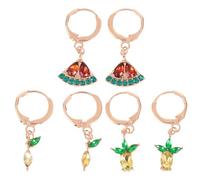 Abaodam Boucles D'oreilles Fruitées Chic en Métal et Cristaux, 3 Paires Adorables pour Ambiance Festive, Ajoutent Couleur et Gaieté à Vos Tenues