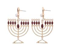 Abaodam Boucles D'oreilles Pendantes Chandelier Hanoukka en Alliage de Zinc Cristaux Scintillants Rouges, Légères et Confortables, Bijou Festif pour Fêtes et Occasions Spéciales