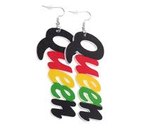 Abaodam Boucles d'Oreilles Pendantes en Bois Style Ethnique Africain Lettre Queen, Légères et Créatives, Accessoire pour Femmes, pour Mariage et Occasions Spéciales