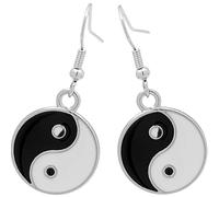 Abaodam Boucles D'oreilles Pendantes Métal Yin Yang Taiji, Style Vintage Rétro, Alliage Solide, Noires et Blanches, Femme Adolescente, Bijoux pour Fête et Usage Quotidien, Légères