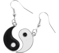 Abaodam Boucles D'oreilles Pendantes Yin Yang Noires et Blanches, Boucles D'oreilles Asymétriques Taiji en Alliage Léger, Bijoux Style Chinois pour Femmes, Décoration D'oreille Élégante