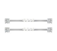 Abaodam Boucles D'oreilles Percées Barre de Piercing Industrielle en Acier Titane 14g 38mm Argenté Confort Fit pour Cartilage Oreilles, 2pcs Design Élégant pour Tenues Décontractées