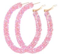 Abaodam Boucles Oreilles Créoles Rondes pour Femmes avec Paillettes Grandes Boucles Oreilles Idées Cadeaux Bijoux