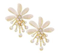 Abaodam Boucles Oreilles Fleuris Perles Pour Femme Bijoux Pour Fille Boucles Oreilles Pendantes Perles Et Fleurs