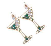 Abaodam Boucles Oreilles Pendantes Femme Forme Verre à Vin avec Goutte et Cristaux Scintillants Légères et Durables Bijoux Fantaisie pour Fêtes et Cadeaux