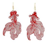 Abaodam Boucles Oreilles Pendantes Poisson Rouge Stylisées Bijoux Légers et Élégants pour Femmes Cadeau Anniversaire et Fête