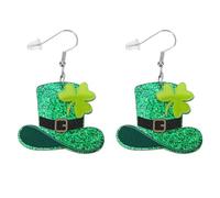 Abaodam Boucles Oreilles Pendantes Trèfle et Chapeau Vert pour Femmes Décorations Oreilles St Patrick's Day Légères et Confortables Accessoires Festifs pour Fêtes et Mariages