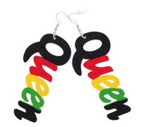 Abaodam Boucles Oreilles Pendentives Bois Africain Lettre Reine Légères et Créatives pour Femmes Bijoux Mode Polyvalents et Élégants