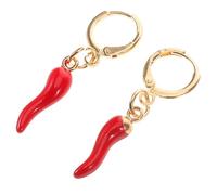 Abaodam Boucles Oreilles Petites Créoles Piment Rouge Dorées Bijoux Amusants et Élégants pour Femmes Finition Plaquée Boucle Oreille Piment Espelette Style Original
