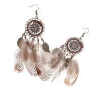 Abaodam Boucles Oreilles Plumes Bohème pour Femme Design Attrape-rêves Ethnique Style Tassel Bijoux de Voyage Souvenirs Accessoire Original et Léger