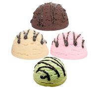 Abaodam Boules de Crème Glacée Artificielles 4 Pièces, Accessoires de Présentation en PVC, Décorations de Fête et Vitrine, Modèles Variés pour Accessoires Photo