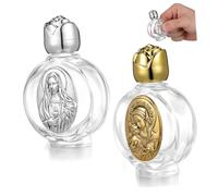 Abaodam Bouteilles d'eau Bénite en Verre 2 Pièces Conteneurs pour Catholique Chrétien Décoratifs Réutilisables pour Petites Quantités d'eau Bénite Ou Autres Liquides À Domicile Et en