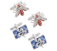 Abaodam Boutons de Manchette Abeille en Métal Incrustation de Diamants, Lot de 2 Paires, Style Rectangulaire pour Chemise et Costume Homme, Accessoire Élégant pour Mariages et Occasions