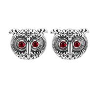 Abaodam Boutons de Manchette de Hibou 2 Pièces pour Chemises D'affaires Homme, Accessoires Argentés pour Costumes, Bureau et Occasions Spéciales