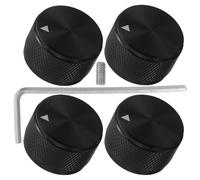 Abaodam Boutons Rotatifs en Métal Noir 25X15,5 MM, Intérieur 6 MM, Lot de 4 set de Pièces Boutons de Commande de Volume et Tonalité pour Amplificateur, Guitare Électrique et Système Audio,