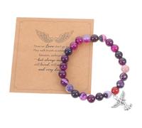 Abaodam Bracelet Commémoratif Perles Pierre Violet avec Carte de Condoléances, Bijou de Sympathie pour Perte D’cher, Accessoire Souvenir Discret Femme, Mémoire et Réconfort Quotidien
