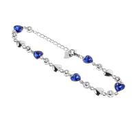 Abaodam Bracelet Cœur en Plaqué Argenté Pierre Bleue Élégante, Symbole D'amour Profond, Présent Saint-valentin, Bijou Féminin Romantique