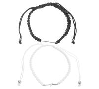 Abaodam Bracelet D'amitié pour Filles à Cordon Tissé Ajustable Paire de Bracelets Croix en Breloque Présent Fête Accessoire Mode Féminin Faits Main