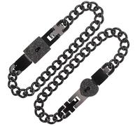 Abaodam Bracelet De Couple Unisexe Cœur Imbriqué Noir, Acier Inoxydable, Serrure à Clé, Présent Romantique Pour Anniversaires Et Fêtes, Taille Réglable, Style Créatif Et Polyvalent