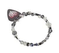 Abaodam Bracelet Élastique Médiator en Résine avec Breloques Tête de Mort et Cœur Rouge, Bijou Rock Punk Unisexe pour Amateurs de Musique, Accessoires Guitare Ajustables pour Concert