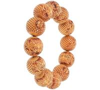 Abaodam Bracelet en Perles de Bois de Santal Sculpté Dragon, Extensible Unisexe, Perles Lisses Légères, Accessoire Décoratif Spirituel Adapté aux Tenues et Présents, Bijou Naturel
